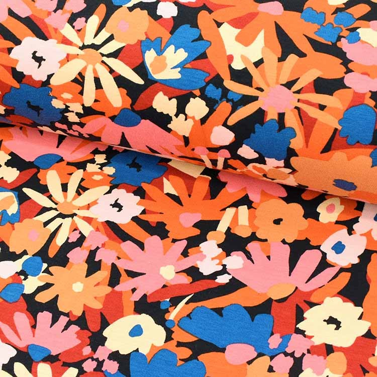 Tissu jersey bio - Nerida Hansen - Pop blossom orange