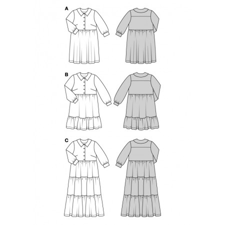 Patron De Couture BURDA Ancien Pour Robe à 3 Volants - Taille 34 (découpé En Taille 40) - Occasion En Très Bon état (TBE)