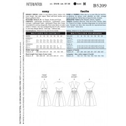 Patron Butterick 5209 - Robe dos nu ou avec manche rétro