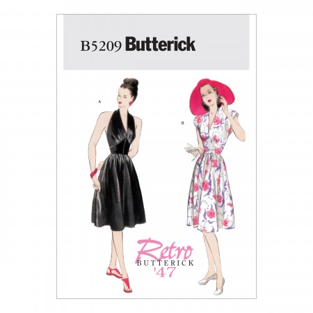 Patron Butterick 5209 - Robe dos nu ou avec manche rétro