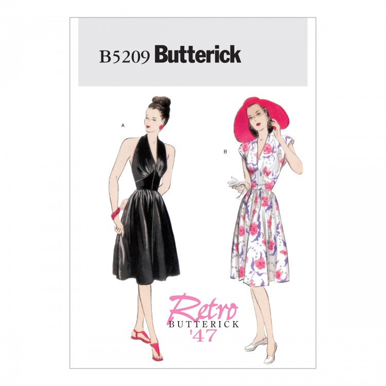 Patron Butterick 5209 - Robe dos nu ou avec manche rétro