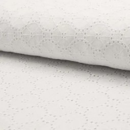 Tissu Broderie Anglaise - Rond blanc