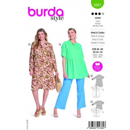 Burda 5841 - Robe et tunique effet chemise froncée