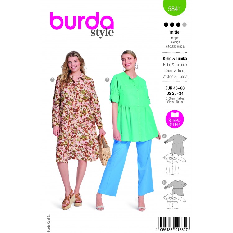 Burda 5841 - Robe et tunique effet chemise froncée