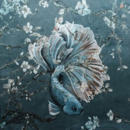 Carré velours - Poisson combattant