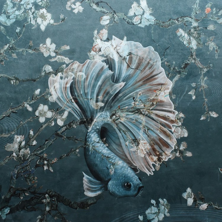 Carré velours - Poisson combattant