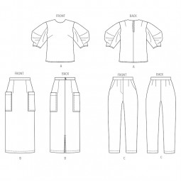 Patron Butterick 7002 - Ensemble haut, jupe ou pantalon